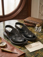 Black Nerozi Chappal for Men – Premium Handmade Leather Traditional Sandals