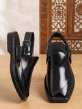Black Peshawar Zalmi Kaptaan Chappal for Men | Premium Handmade Leather Footwear