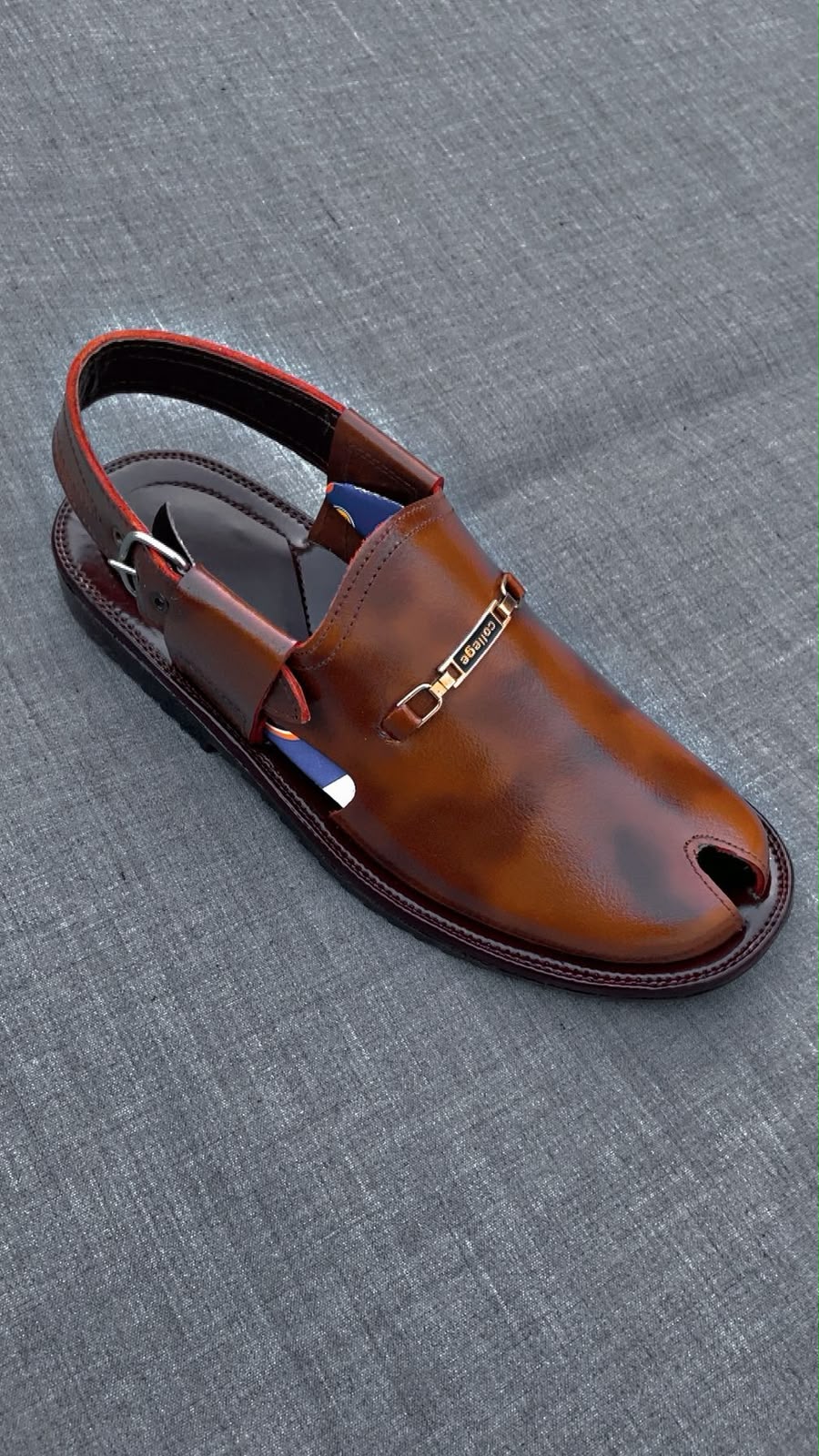 Premium Brown Glossy Peshawari Chappal for Men – Handmade Genuine Leather