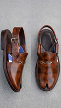 Premium Brown Glossy Peshawari Chappal for Men – Handmade Genuine Leather