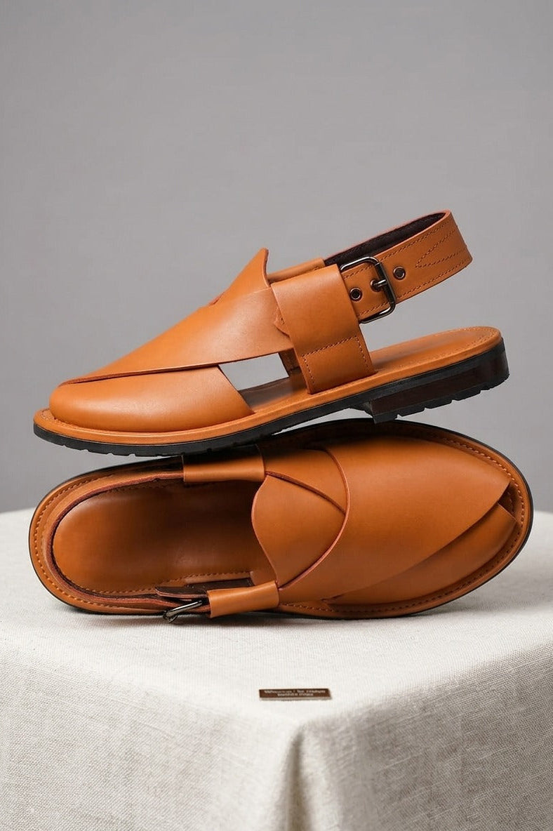 Handcrafted Mustard Quetta Norozi Chappal for Men – Premium Leather with Double Tire Sole